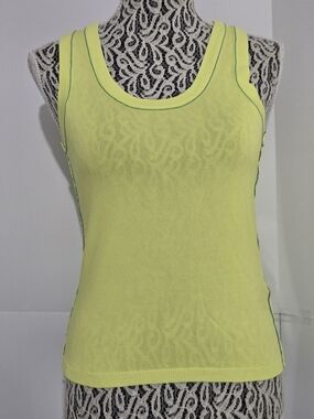 Zara Neon Yellow Ribbed Scoop Neck Tank Top